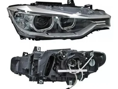Fotografía del faro izquierdo de un sedán BMW Serie 3 F30 del año 2011 a 2015.
