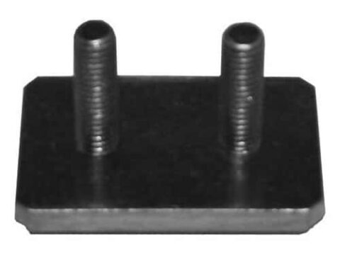 Producto de ferretería: Perno doble tipo T Estribo Shark de alta resistencia - Vista frontal con acabado brillante - Chile.