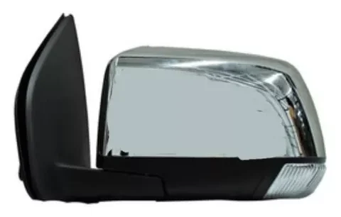 Espejo lateral derecho del Chevrolet Dmax 2015/2020 con funciones eléctricas, defroster, abatible eléctrico, señalizador blinker, cromado y luneta convexa. Alt text SEO en español para audiencia chilena.