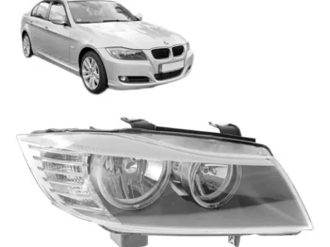 Faro derecho de BMW Serie 3 E90/E91 2008/2011 con regulación eléctrica y motor, de tipo halógeno.