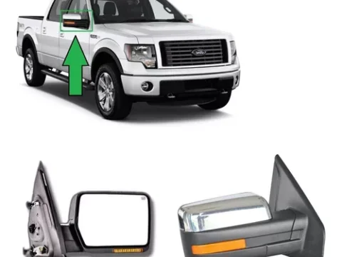 Espejo Derecho Eléctrico Cromado para Ford F150 2009/2014 con funciones adicionales.