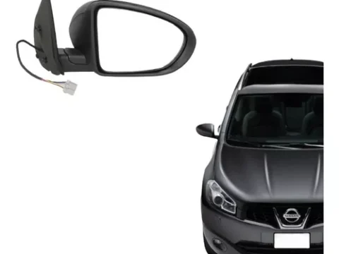 Espejo derecho del Nissan Qashqai 2021/2024, listo para ser pintado, con blinker, abatible electricamente, luz de punto ciego y defroster. Ideal para automóviles en Chile.