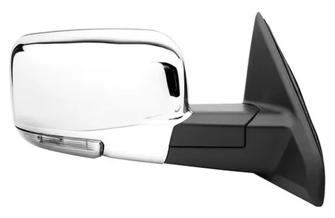 Espejo derecho eléctrico cromado para Dodge Ram 2009-2012 con defroster y memoria, destinado al mercado chileno.