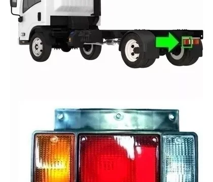 Farol trasero izquierdo de un Isuzu Npr fabricado entre 1993 y 2012. Pieza de repuesto para vehículos en Chile.