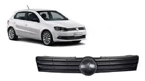 Frente del vehículo Volkswagen Gol G7 2016/2018 con faros delanteros cromados.