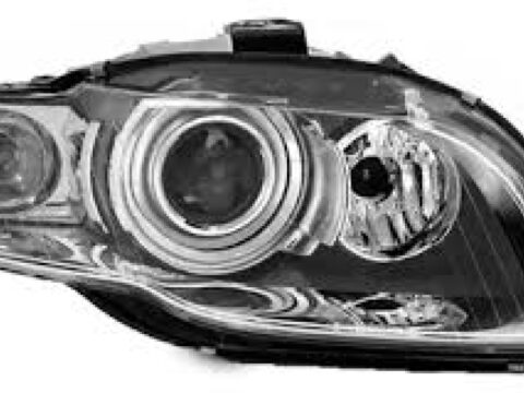 Faro principal del lado derecho para Audi A4 modelo 2004 a 2007, incluye luces de xenón HID con regulación eléctrica y motor, utiliza ampolleta D1S - Repuestos de automóvil en Chile.