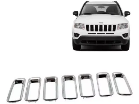 Juego de cromados para la máscara del Jeep Compass 2011/2014, compuesto por 7 piezas.