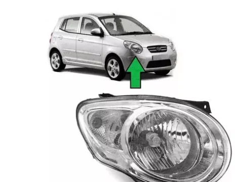 Repuesto original del Optico Derecho (lado del copiloto) para automóvil Kia Morning, modelo 2008 a 2011.