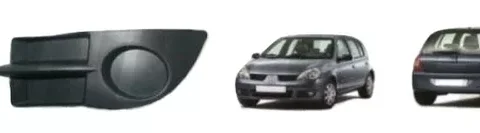 Pieza de repuesto para automóvil Rejilla Parachoques Izquierdo para Renault Clio modelo 2006 a 2011, sin agujero para neblinero. Ideal para su vehículo en Chile.