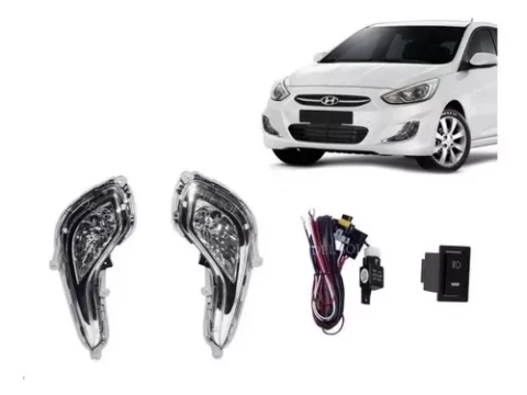 Foco de neblina para Hyundai Accent RB 2011-2020 - Kit completo con imagen de alta resolución y detalle de los accesorios incluidos.