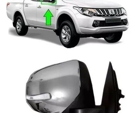 Espejo derecho eléctrico con señalizador y cromado para Mitsubishi L200 2016/2019 en Chile
