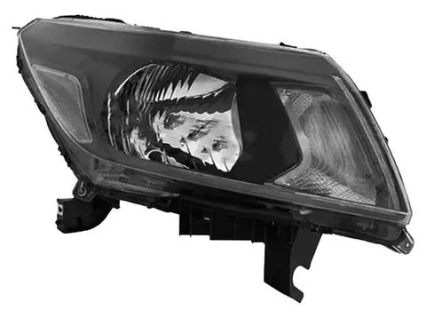 Espejo retrovisor derecho de un Nissan Np300 2016-2019 y Navara 2020 en adelante, en color negro con regulación manual. Ideal para vehículos en Chile.