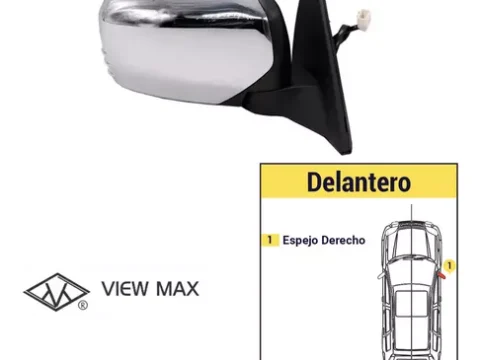 Espejo lateral derecho eléctrico y cromado de Mitsubishi L200 del año 2016 al 2019.