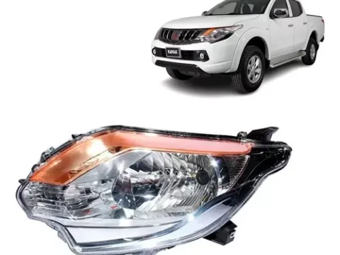 Lateral izquierdo de una camioneta Mitsubishi L200 Triton modelo 2016 a 2019, vista desde el exterior.