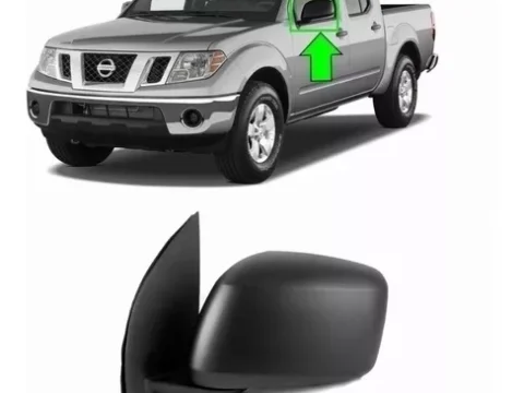 Espejo lateral izquierdo manual de un Nissan Navara negro del año 2008 al 2015.