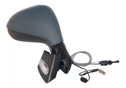 Espejo derecho eléctrico para Peugeot 207 2006/2012 Trendy con defroster, señalizador (blinker) y sensor de temperatura exterior, listo para pintar con 9 pines. Imagen principal del producto.