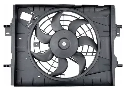 Imagen de un electroventilador completo para Nissan Versa 2020-2024 y Kicks 2018-2024, ideal para el mercado chileno.