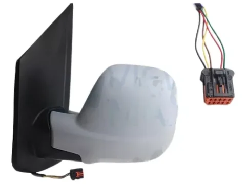Repuesto del espejo derecho eléctrico para Peugeot Expert Traveller y Citroen Jumpy 2018-2023 con funciones de defroster y abatible eléctricamente, listo para pintar, con sensor de temperatura y conexión de 9 pines. Ideal para automóviles en Chile.