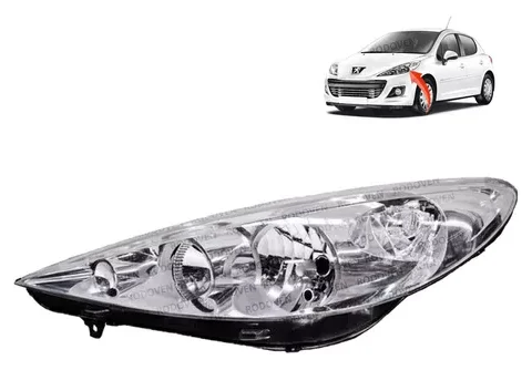 Faro delantero del lado izquierdo del Peugeot 207 Compact modelo 2009 a 2013 con conector de 7 pines