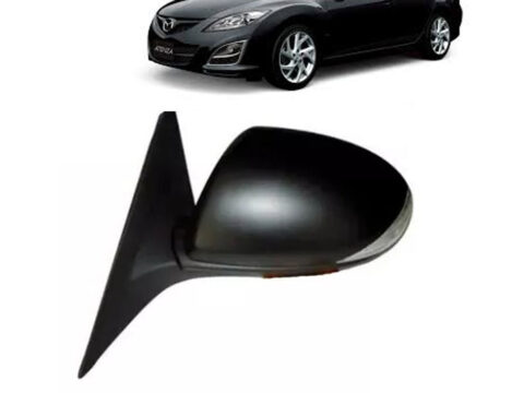 Espejo lateral derecho eléctrico para Mazda 6 del año 2008 al 2012, con función de desempañador, abatible eléctricamente, listo para ser pintado y con luz intermitente incorporada. Ideal para automóviles en Chile.