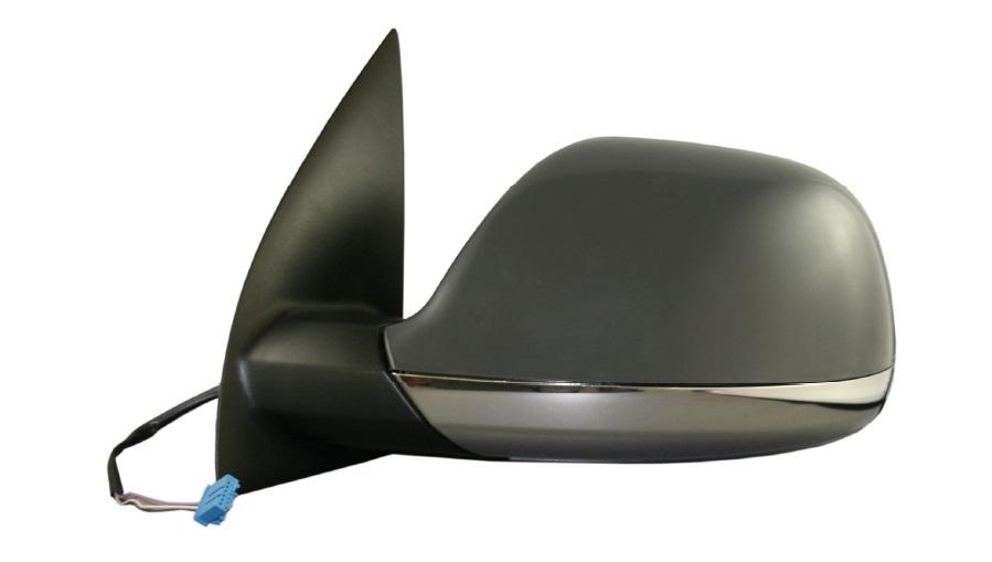 Espejo Izquierdo Volkswagen Amarok 2010/2024 Base Cromada Electrico / Con Defroster / Para Pintar - Enchufe Azul 1 Espejo izquierdo de Volkswagen Amarok 2010/2024 con base cromada, eléctrico, con defroster y listo para pintar, con enchufe azul, visto desde el lateral. Adecuado para público en Chile.