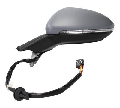 Espejo izquierdo del modelo Golf A7 2013/2020 listo para pintar, con blinker, desempañador y 6 pines. Ideal para vehículos en Chile.
