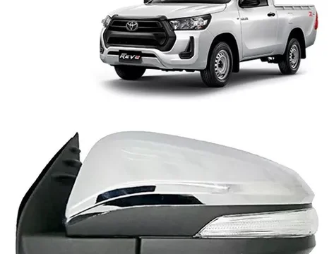 Espejo izquierdo eléctrico cromado con señalizador para Toyota Hilux Revo 2016/2023.