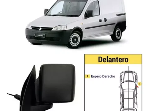 Espejo izquierdo de un Chevrolet Combo Van del año 2002 a 2010, enfoque principal.